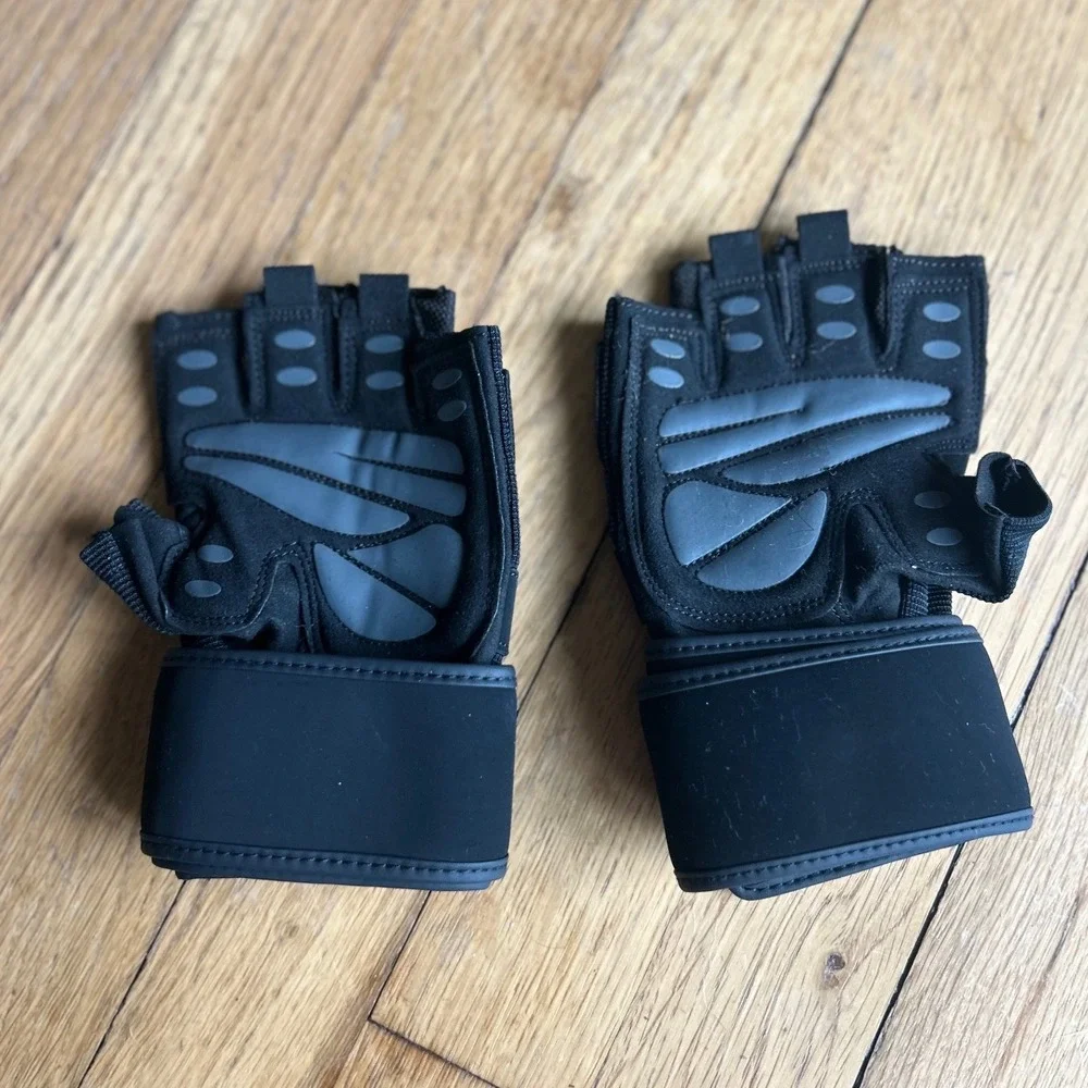 Trideer Padded Weightlifting Gloves Kid Medium Black Wrist Wrap Support CrossFit